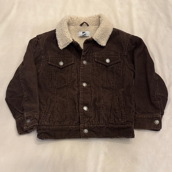 ADORABLE! GAP Kids Brown Corduroy Jacket with Sherpa Collar, sz S - Picture 1 of 11